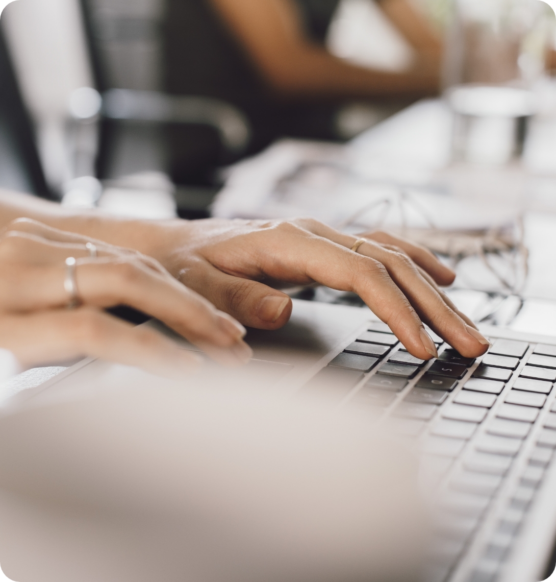Person working at keyboard